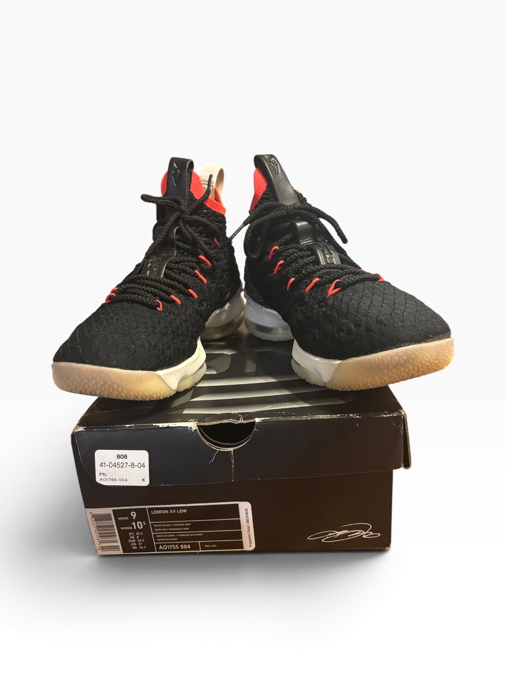 Men's Athletic Sneakers - Black with Red Accents